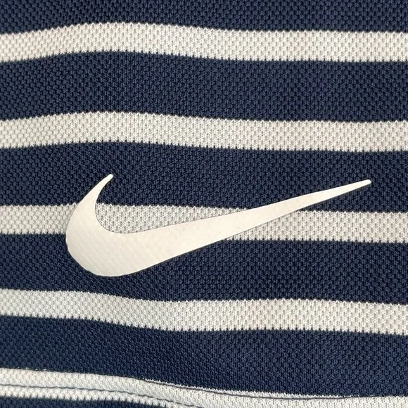 Nike x Michigan Wolverines Polo Shirt Men Medium Blue White Striped Performance - Picture 5 of 9